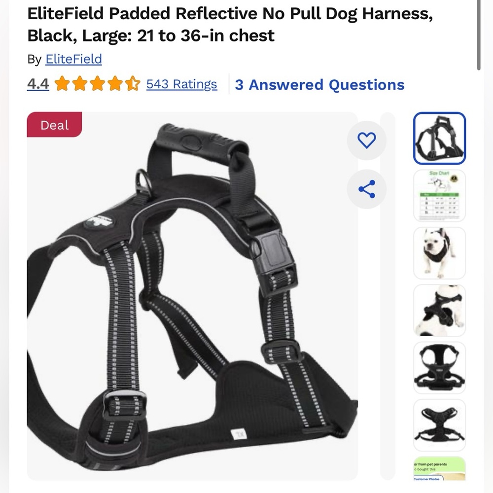 Padded Reflective No Pull Dog Harness Size Large